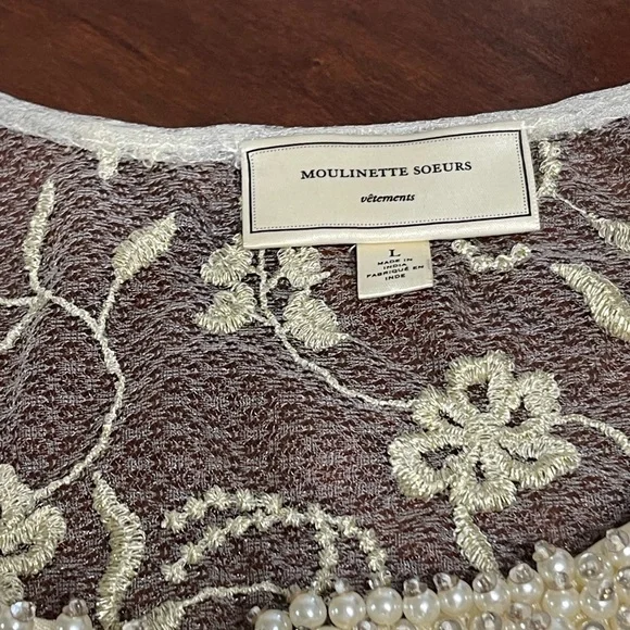 ANTHROPOLOGIE MOULINETTE SOEURS Lace Beaded Blouse - Picture 10 of 15